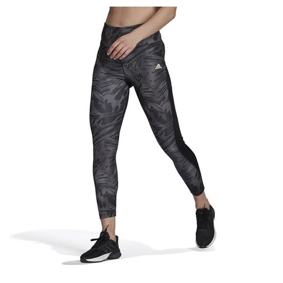 adidas Pants - Adidas x Zoe Saldana Collection 7/8 Black & Grey Patterned Leggings XS